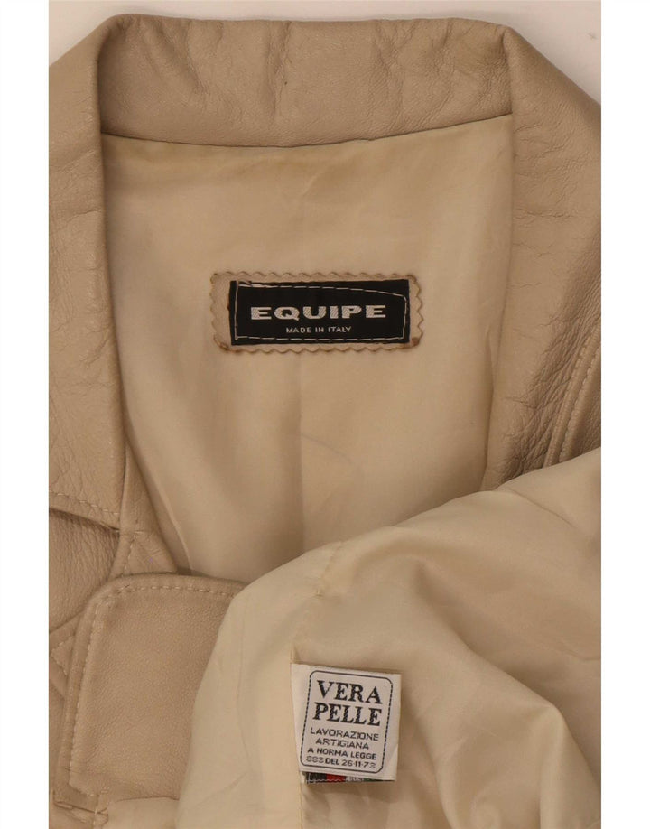 Giacca in Pelle Donna Equipe Loose Fit IT 42 Beige Medio