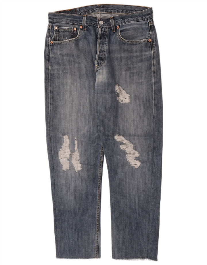 Levi's Uomo 501 Jeans dritti invecchiati W32 L28 Cotone blu