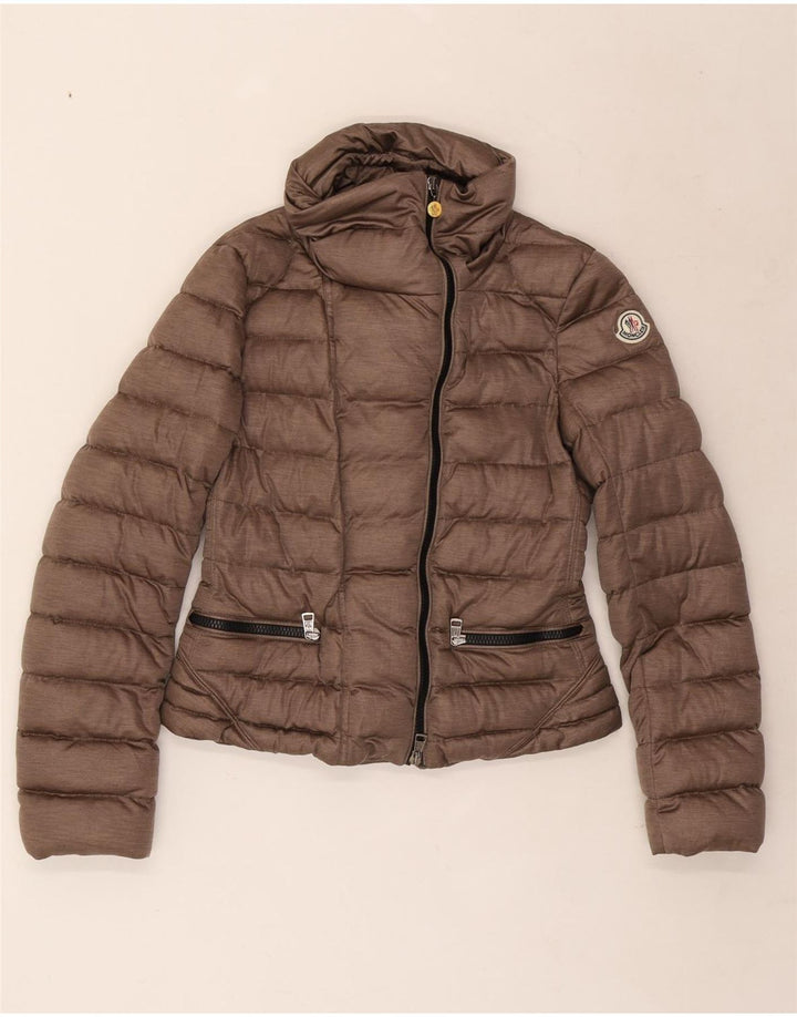 Giacca imbottita da donna Moncler taglia 2 piccola in poliestere marrone