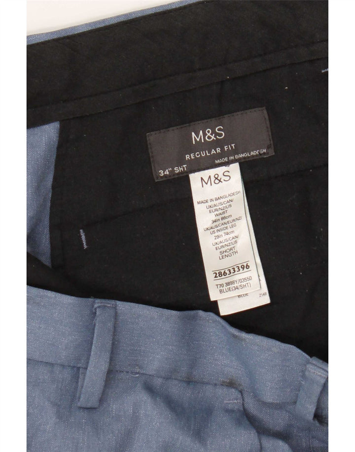 Pantaloni chino vestibilità regolare da uomo Marks & Spencer W34 L29 poliestere blu