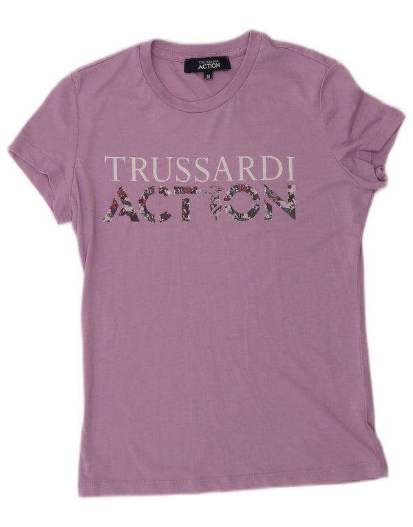 T-shirt grafica da donna Trussardi Top UK 12 poliestere viola medio