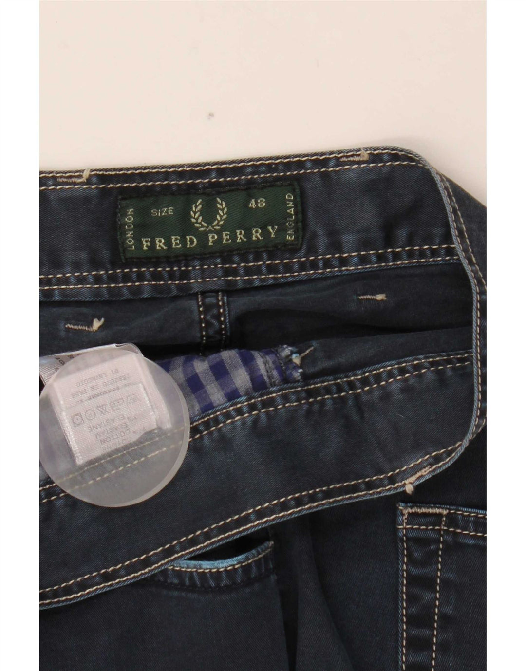 Jeans slim da uomo Fred Perry IT 48 medio W33 L30 cotone blu navy