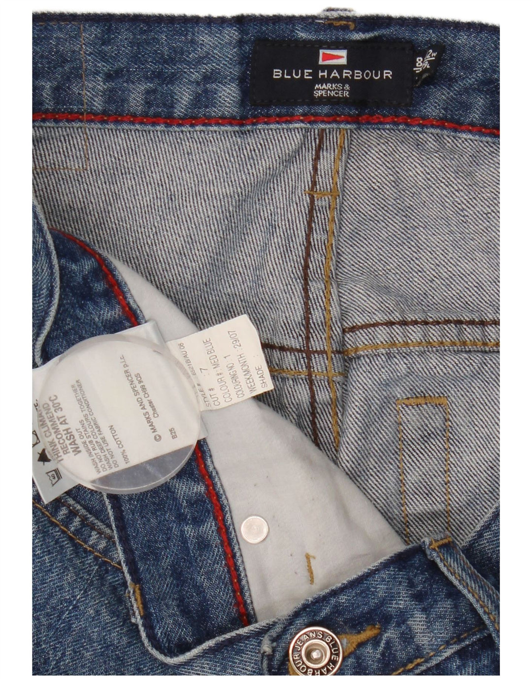 Jeans dritti da uomo Marks & Spencer Blue Harbour W32 L29 cotone blu
