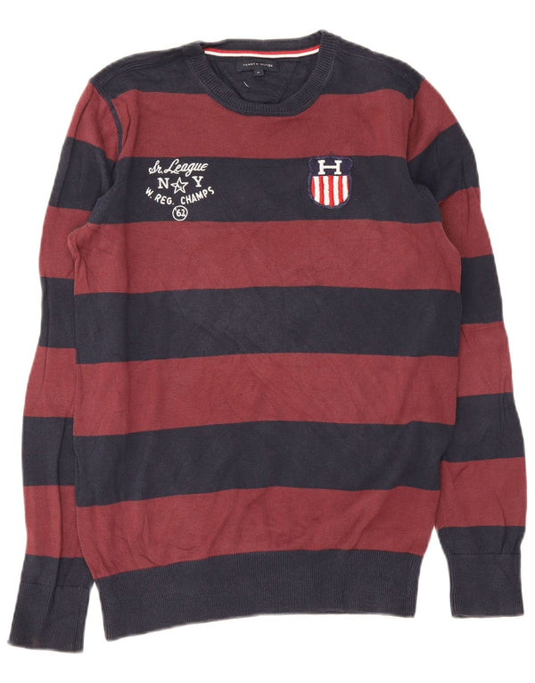 Maglione maglione girocollo da ragazzo Tommy Hilfiger 15-16 anni a righe bordeaux