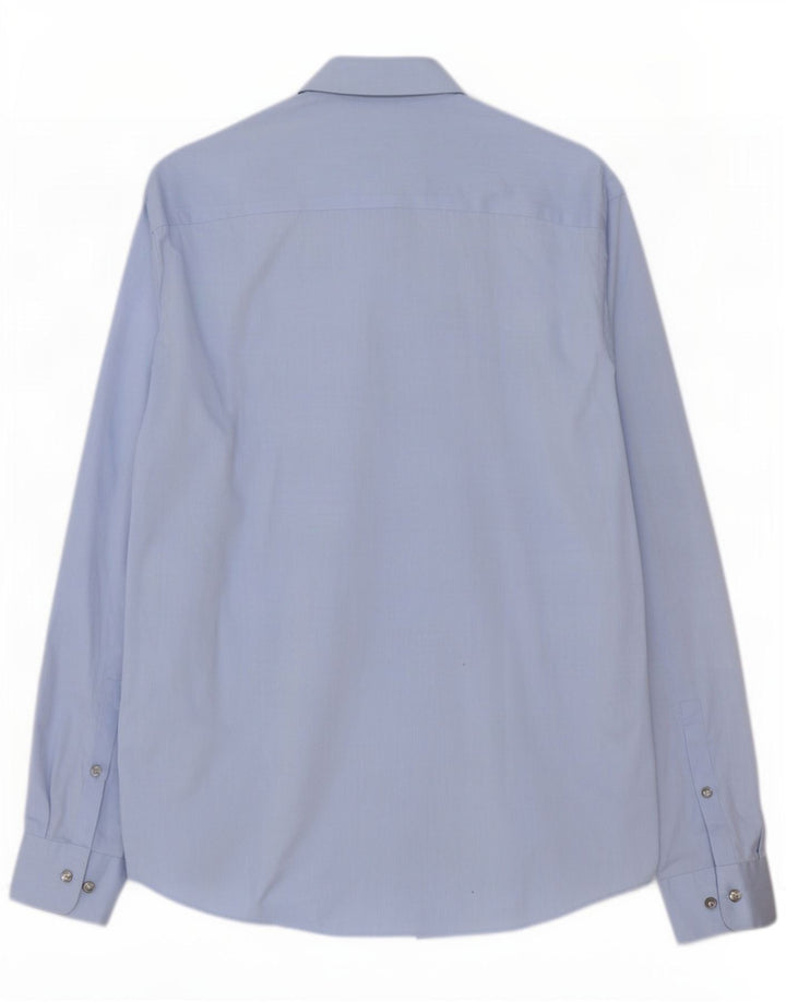 Camicia da uomo Regular Fit Calvin Klein taglia 15 1/2 blu medio a spina di pesce