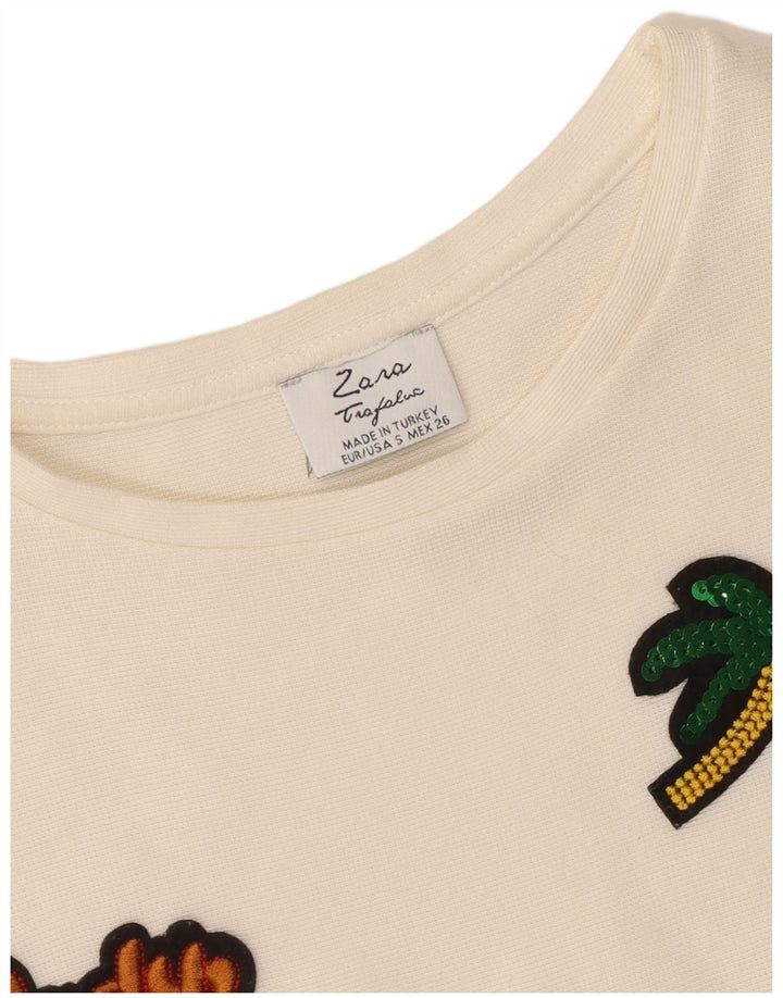 Top tunica Trafaluc da donna Zara UK 10 piccolo bianco sporco