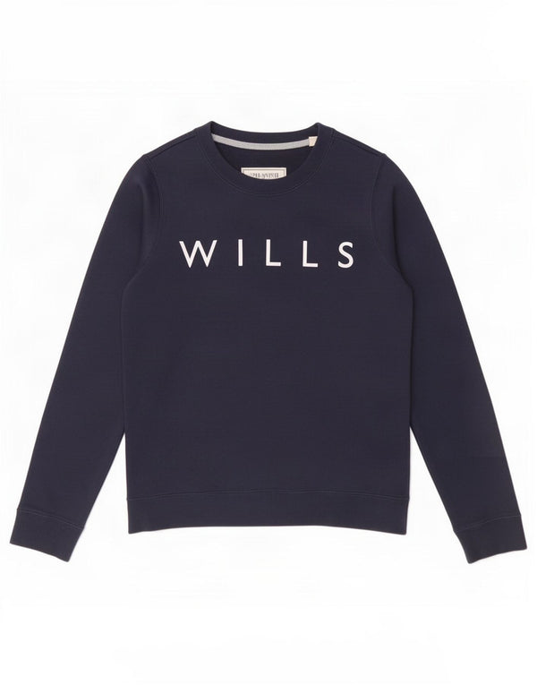 Jack Wills Womens Graphic Sweatshirt Jumper UK 10 Small Navy Blue