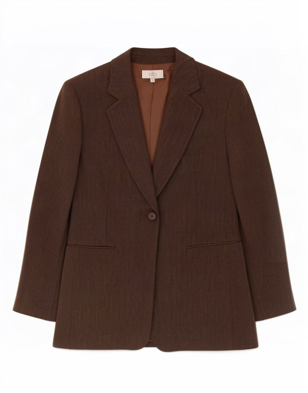 Giacca blazer a 1 bottone Marks & Spencer da donna UK 14 grande viscosa marrone
