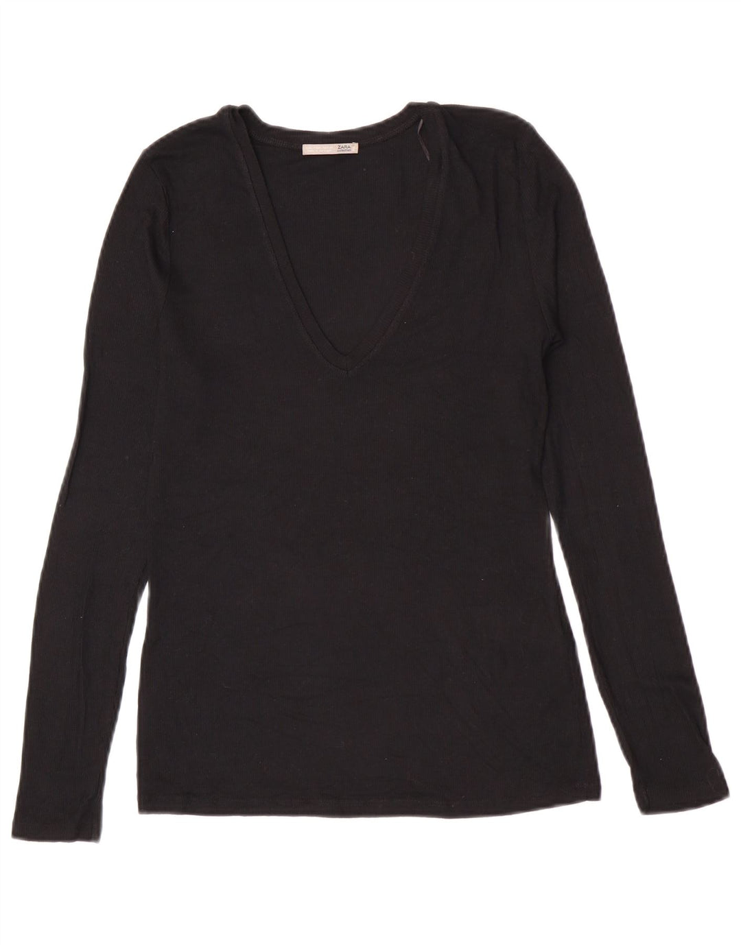 Top Zara da donna a maniche lunghe UK 14 grande nero modal