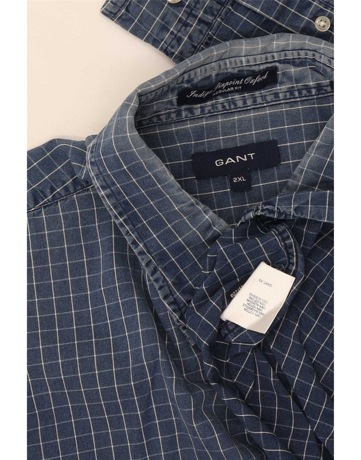 Camicia Gant da uomo vestibilità regolare 2XL in cotone a quadri blu