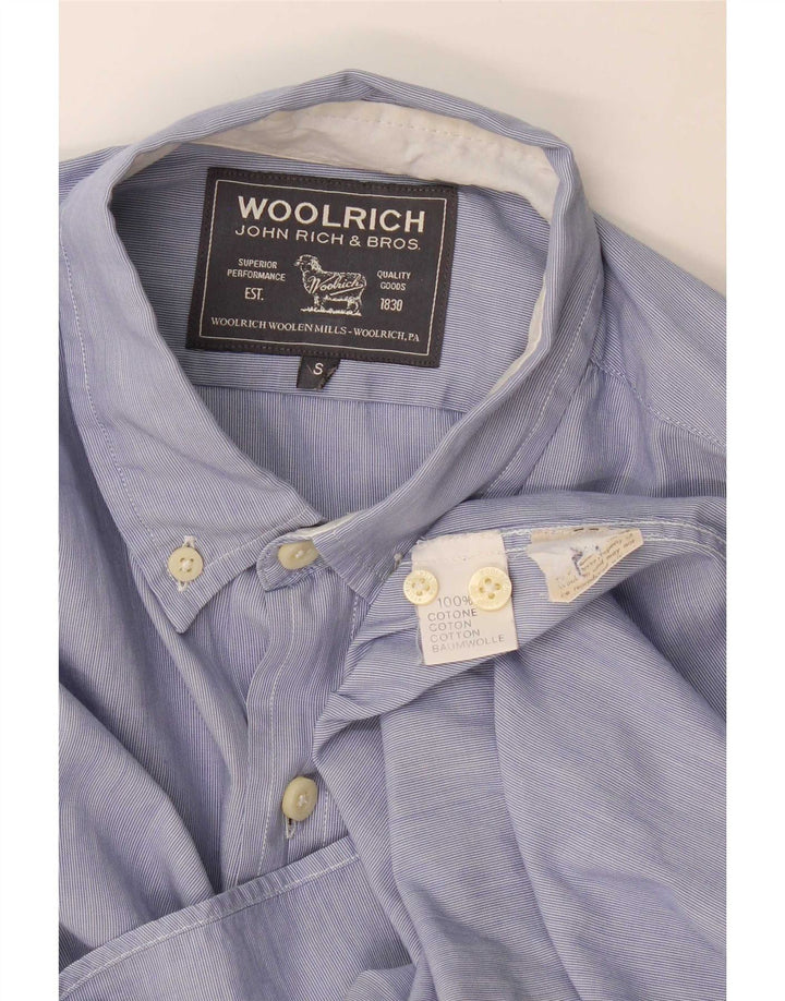 Camicia da uomo Woolrich piccola in cotone gessato blu