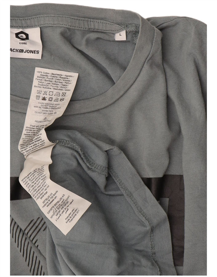 Jack & Jones T-shirt grafica da uomo grande in cotone grigio