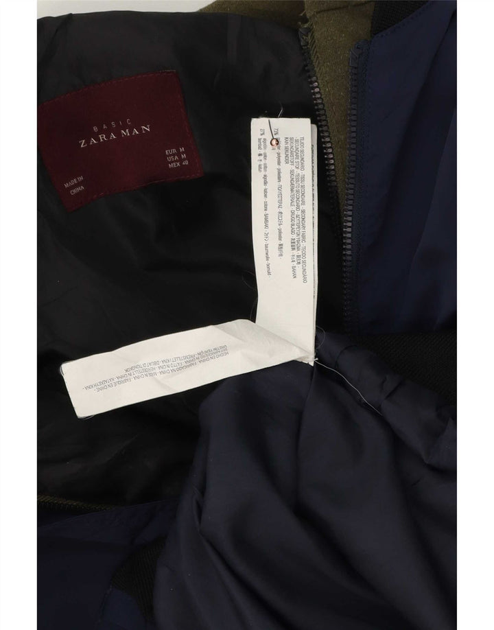 Giubbotto bomber con cappuccio da uomo Zara UK 38 poliestere a blocchi di colore blu navy medio