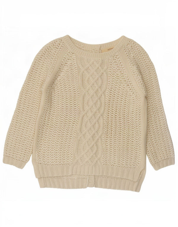 Maglione Zara da donna con scollo a barca con maniche a 3/4 UK 12 medio bianco sporco