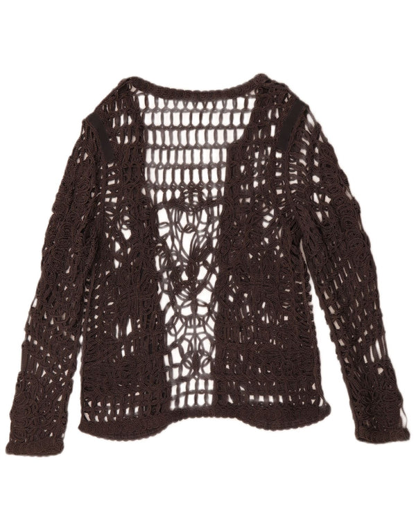 MONARI Top trasparente da donna a maniche lunghe all'uncinetto UK 14 Large Grigio