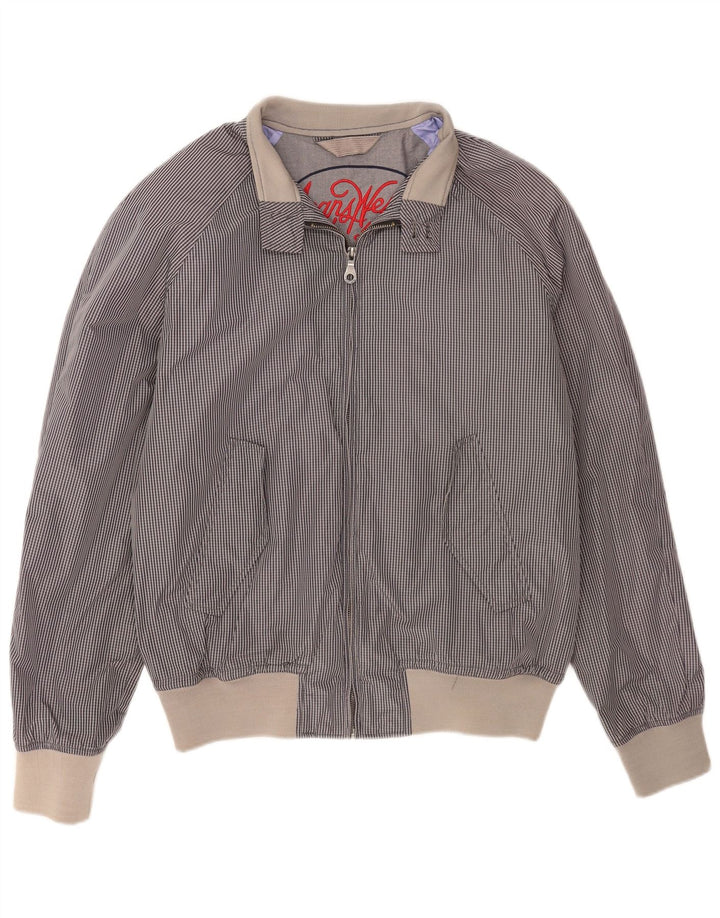 Giubbotto bomber da uomo Benetton UK 44 2XL cotone a quadretti blu navy