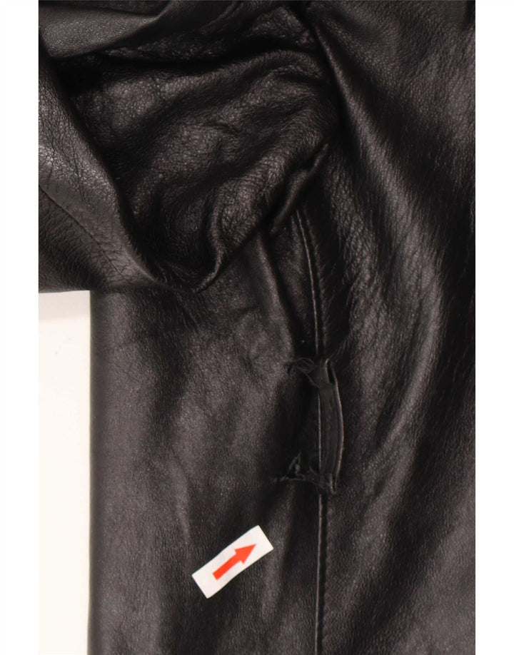 Giacca in pelle vintage da donna UK 16 grande nera