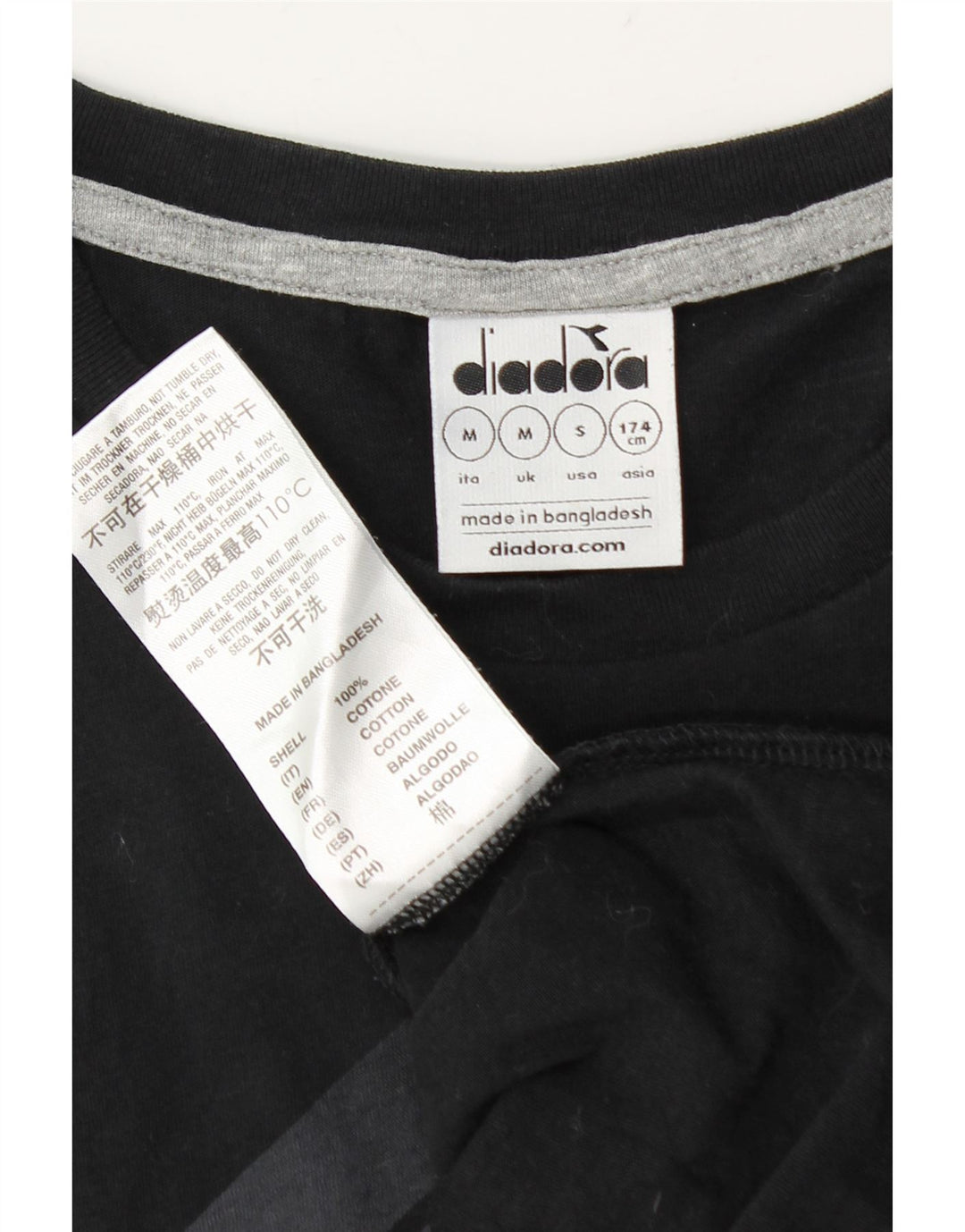 T-shirt grafica da uomo Diadora Top in cotone nero medio