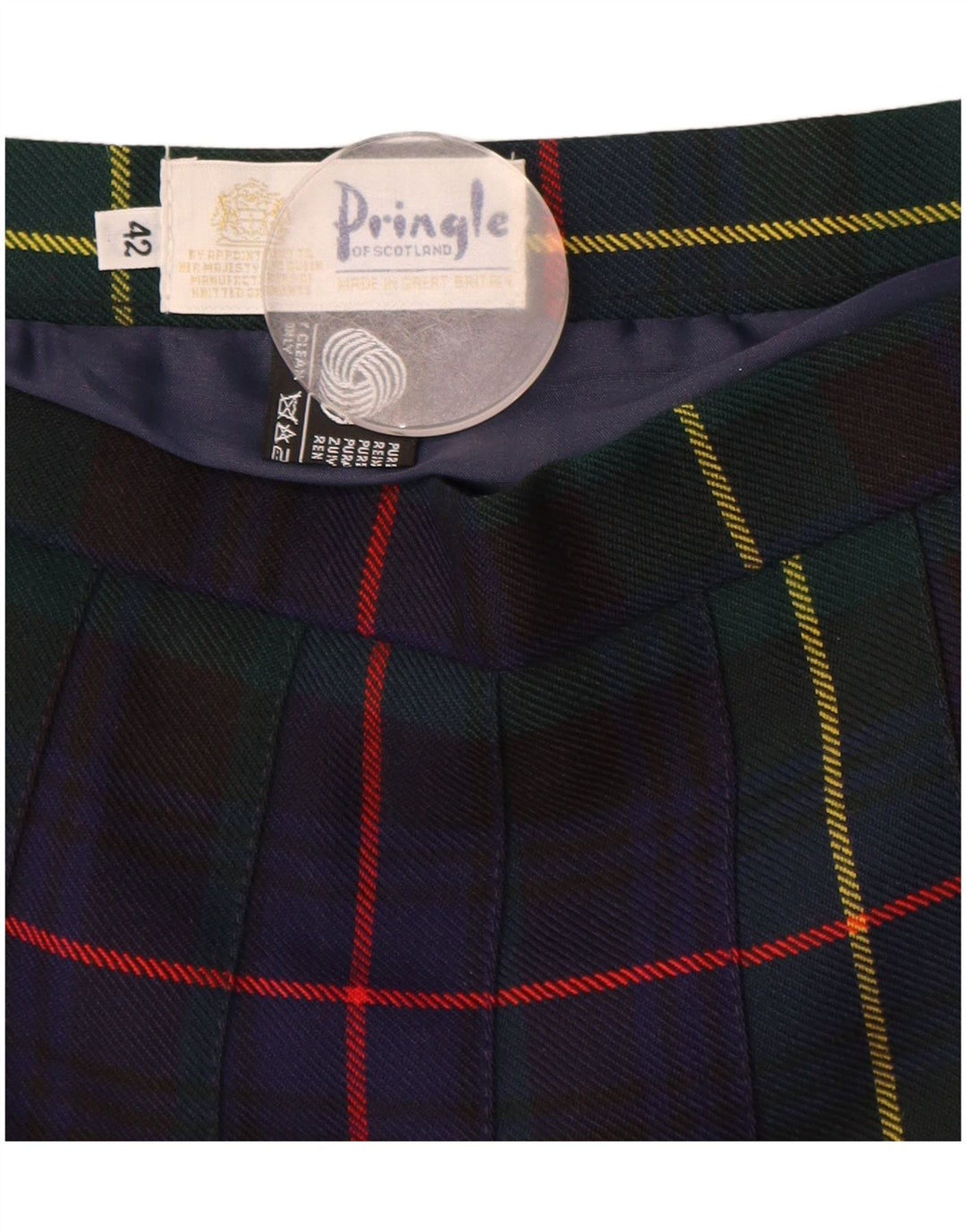 Gonna a pieghe Pringle da donna a coltello EU 42 Large W30 scozzese blu navy