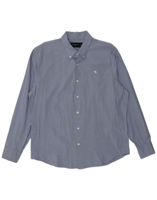 Camicia elasticizzata da uomo Abercrombie & Fitch XL in cotone gessato blu