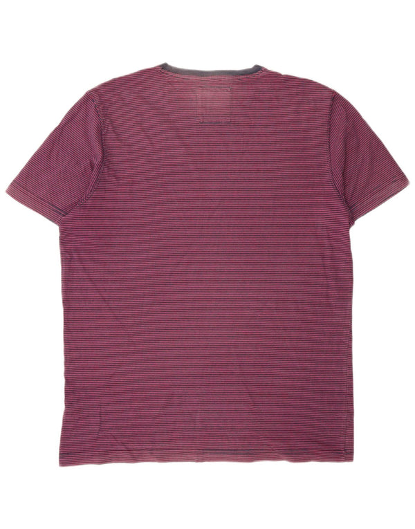 Crew Clothing T-shirt da uomo Top grande in cotone gessato bordeaux