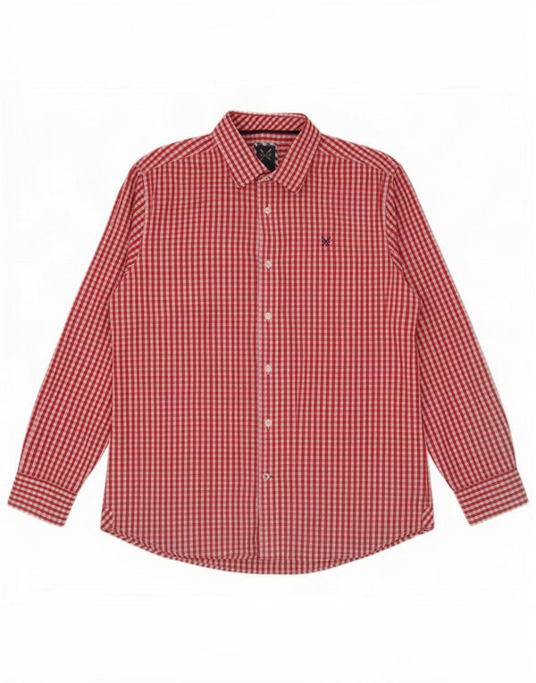 Crew Clothing Camicia da uomo dalla vestibilità classica XL in cotone a quadretti rossi
