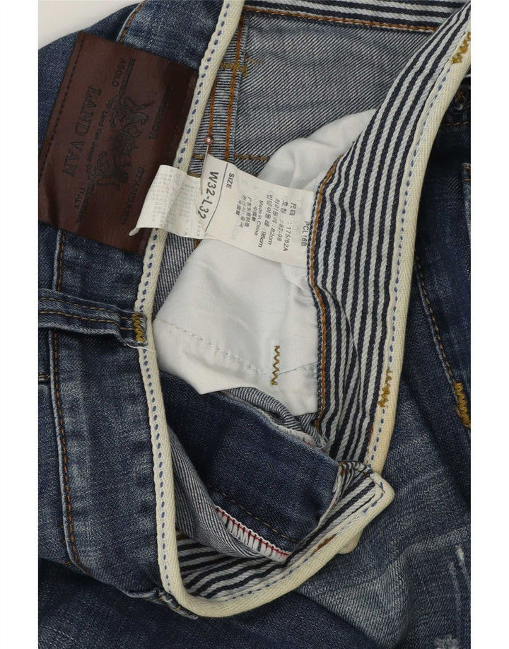 Pantaloncini di jeans vintage invecchiati da uomo W32 in cotone blu medio