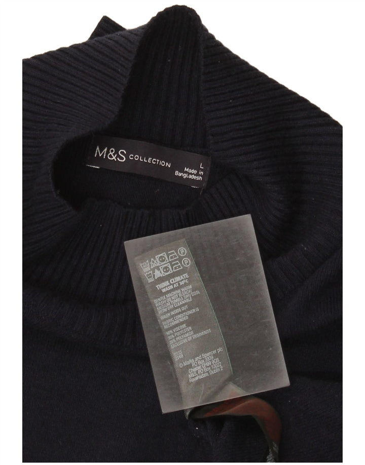 Maglione maglione a collo alto da donna Marks & Spencer UK 16 grande blu navy