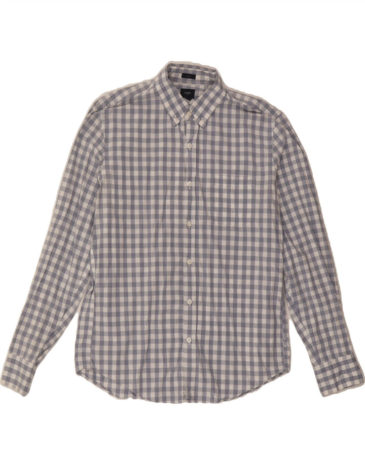 J. CREW Mens Slim Shirt Large Navy Blue Gingham Cotton Vintage J. Crew and Second-Hand J. Crew from Messina Hembry 