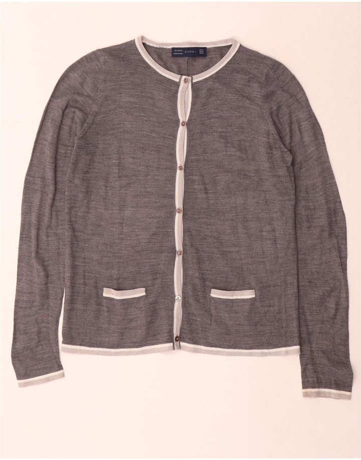 Maglione cardigan da donna Zara UK 14 Acrilico grigio medio