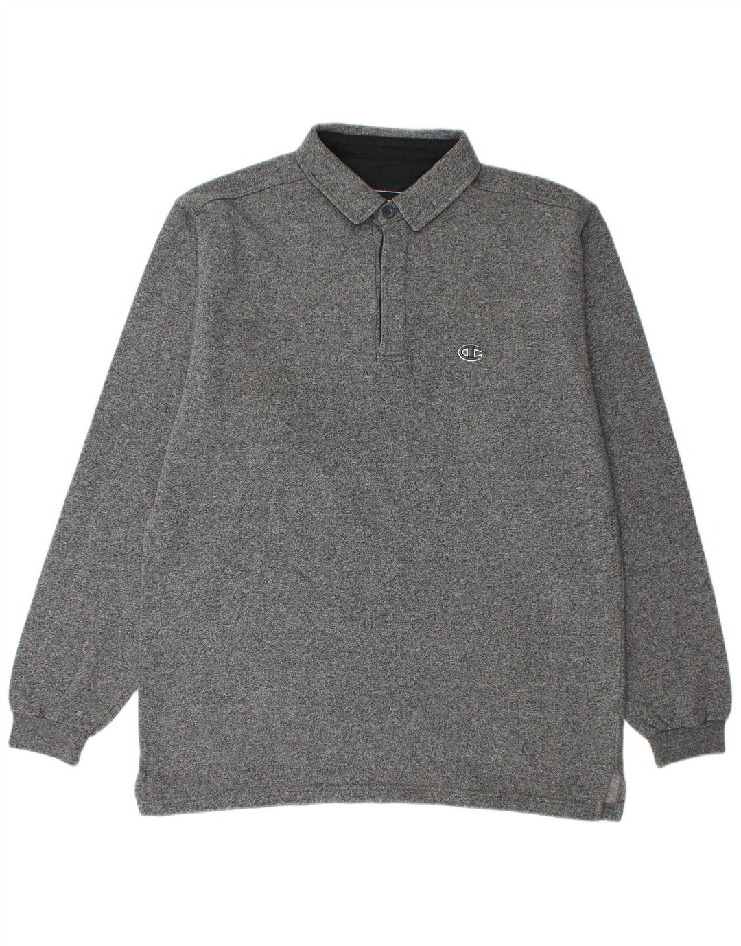 Polo da uomo a maniche lunghe Champion Large in cotone grigio