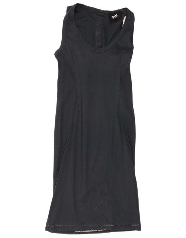 Abito t-shirt senza maniche da donna Dolce & Gabbana UK 8 piccolo in cotone blu navy