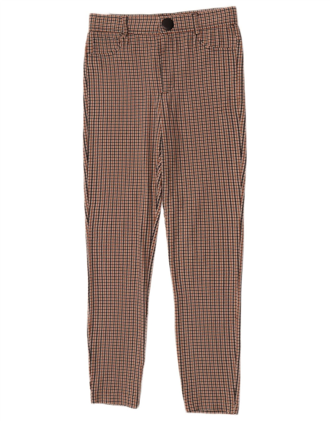 Pantaloni casual slim da donna Zara medi W28 L27 viscosa pied de poule marrone