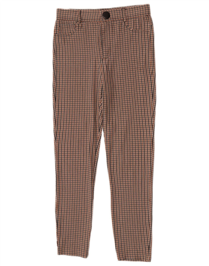 Pantaloni casual slim da donna Zara medi W28 L27 viscosa pied de poule marrone