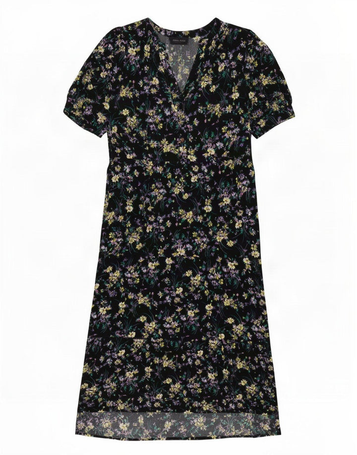 Abito lungo da donna Marks & Spencer UK 12 Viscosa floreale nera media