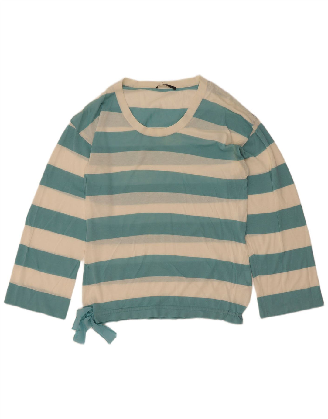 Hugo Boss Top trasparente da donna a maniche lunghe UK 10 Small Blue Striped
