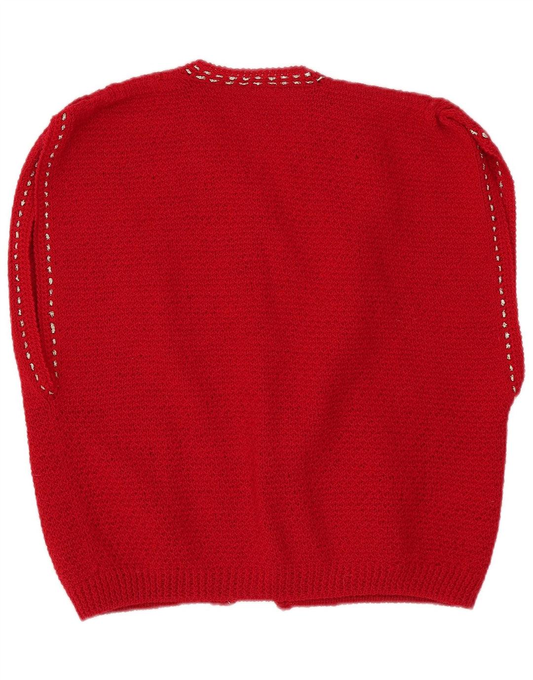 Maglione cardigan aperto a maniche corte da donna vintage UK 12 rosso medio