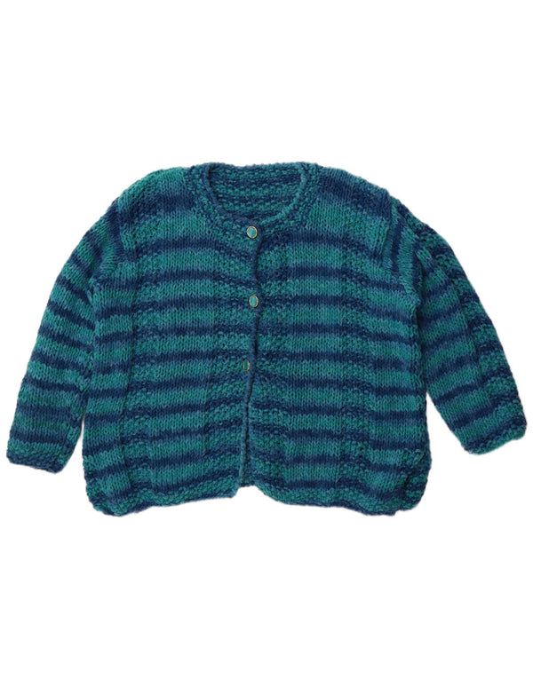 Maglione cardigan da donna vintage UK 18 XL a righe blu