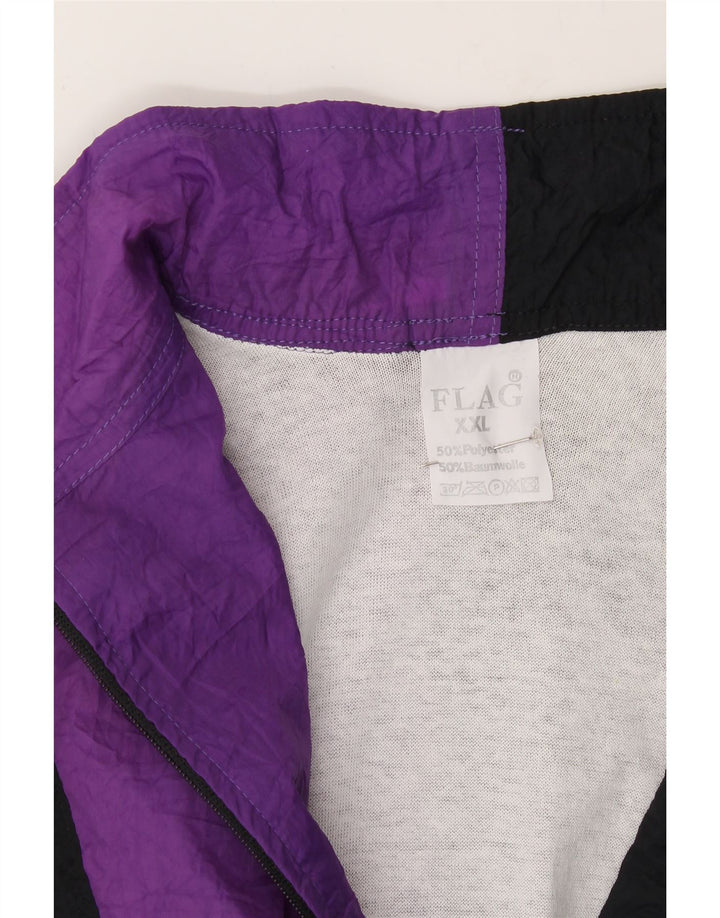 VINTAGE Mens Tracksuit Top Jacket 2XL Purple Colourblock Polyester Vintage Vintage and Second-Hand Vintage from Messina Hembry 