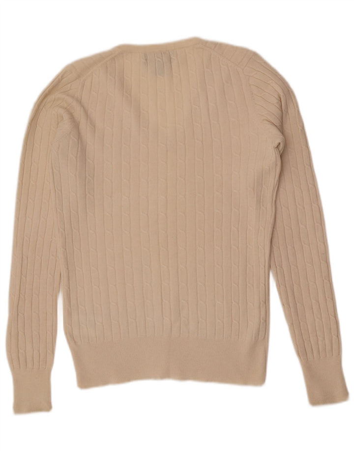 Gant maglione da donna con scollo a V UK 14 grande lana bianco sporco