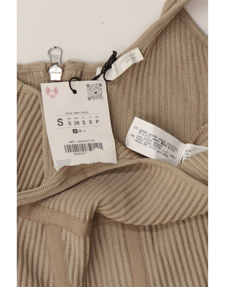 Top corto da donna Zara UK 8 piccolo poliestere beige