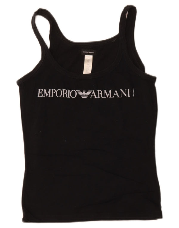 Canottiera grafica da donna Emporio Armani UK 6 XS cotone nero