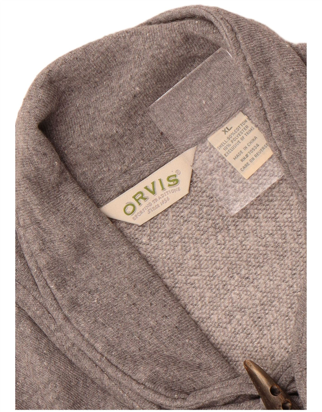 Felpa da uomo con collo a scialle Orvis, maglione XL, cotone grigio