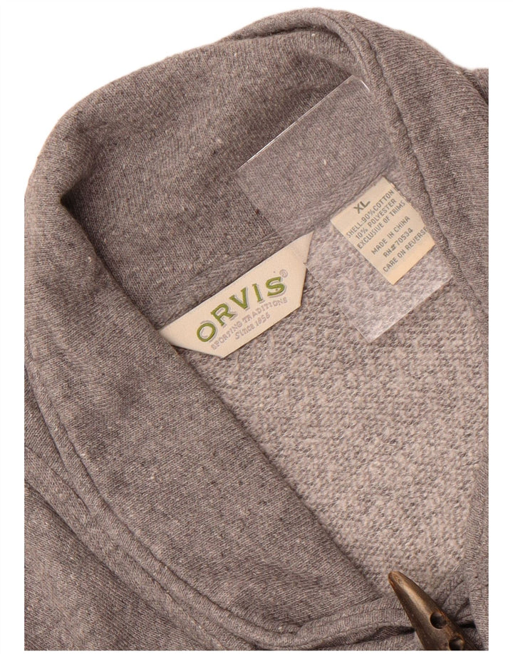 Felpa da uomo con collo a scialle Orvis, maglione XL, cotone grigio