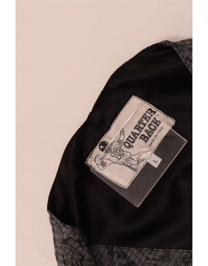 Gilet da uomo vintage grande floreale grigio