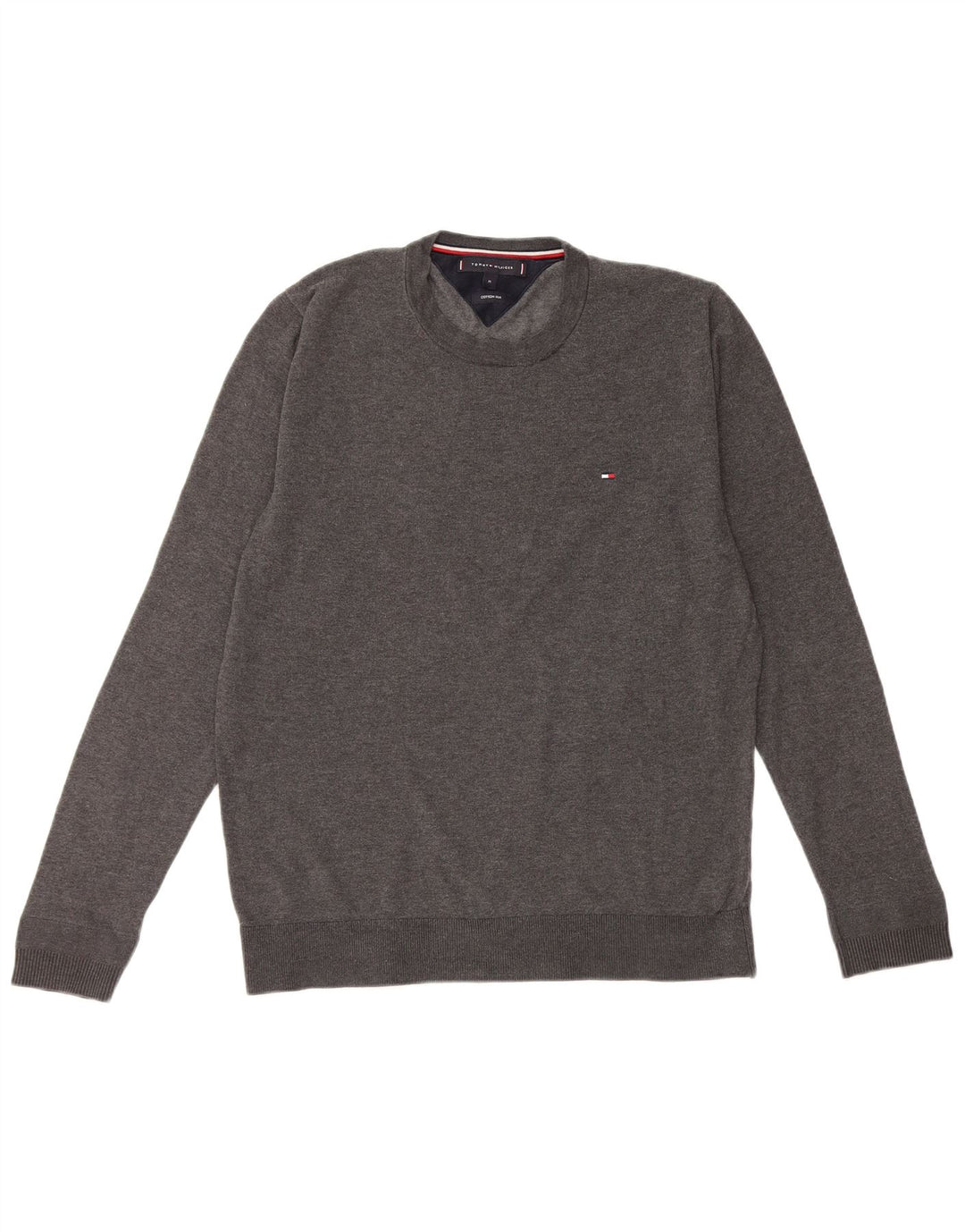 TOMMY HILFIGER Maglione girocollo da uomo in cotone grigio medio