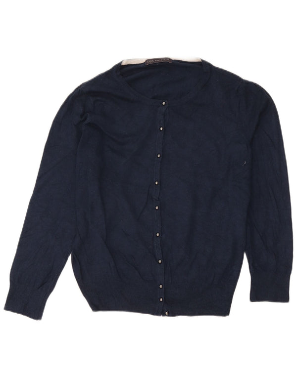 Maglione cardigan da donna Marks & Spencer UK 14 grande viscosa blu navy