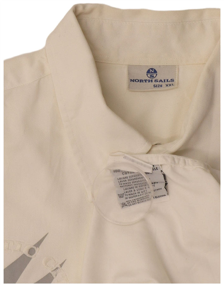 Camicia grafica da uomo North Sails 2XL in cotone bianco sporco