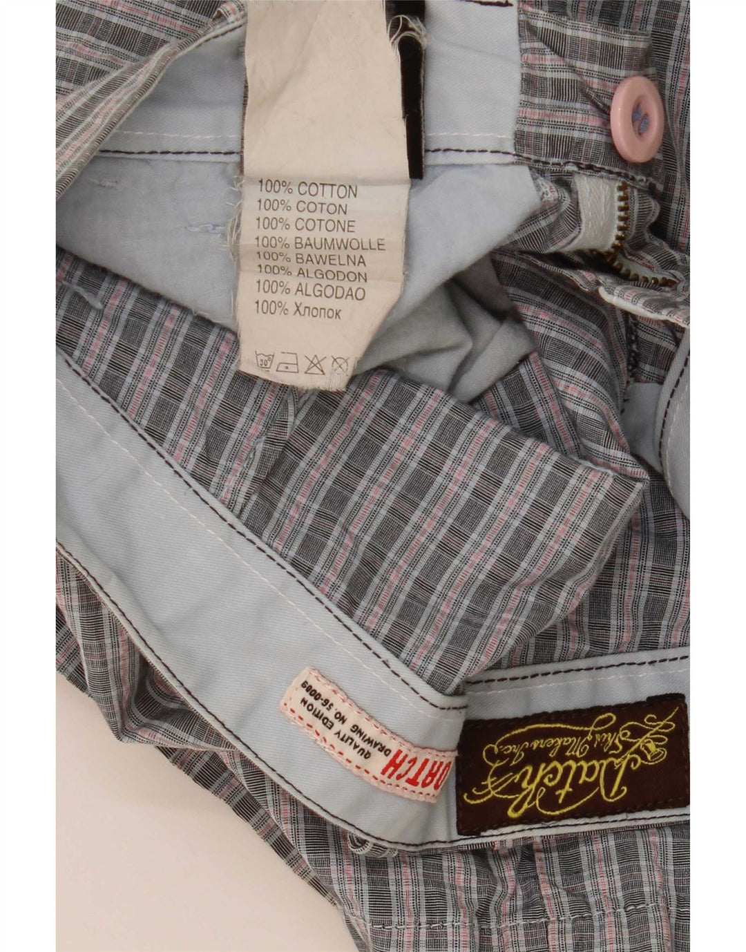 Pantaloncini chino da uomo Datch W28 piccoli in cotone a quadri grigi