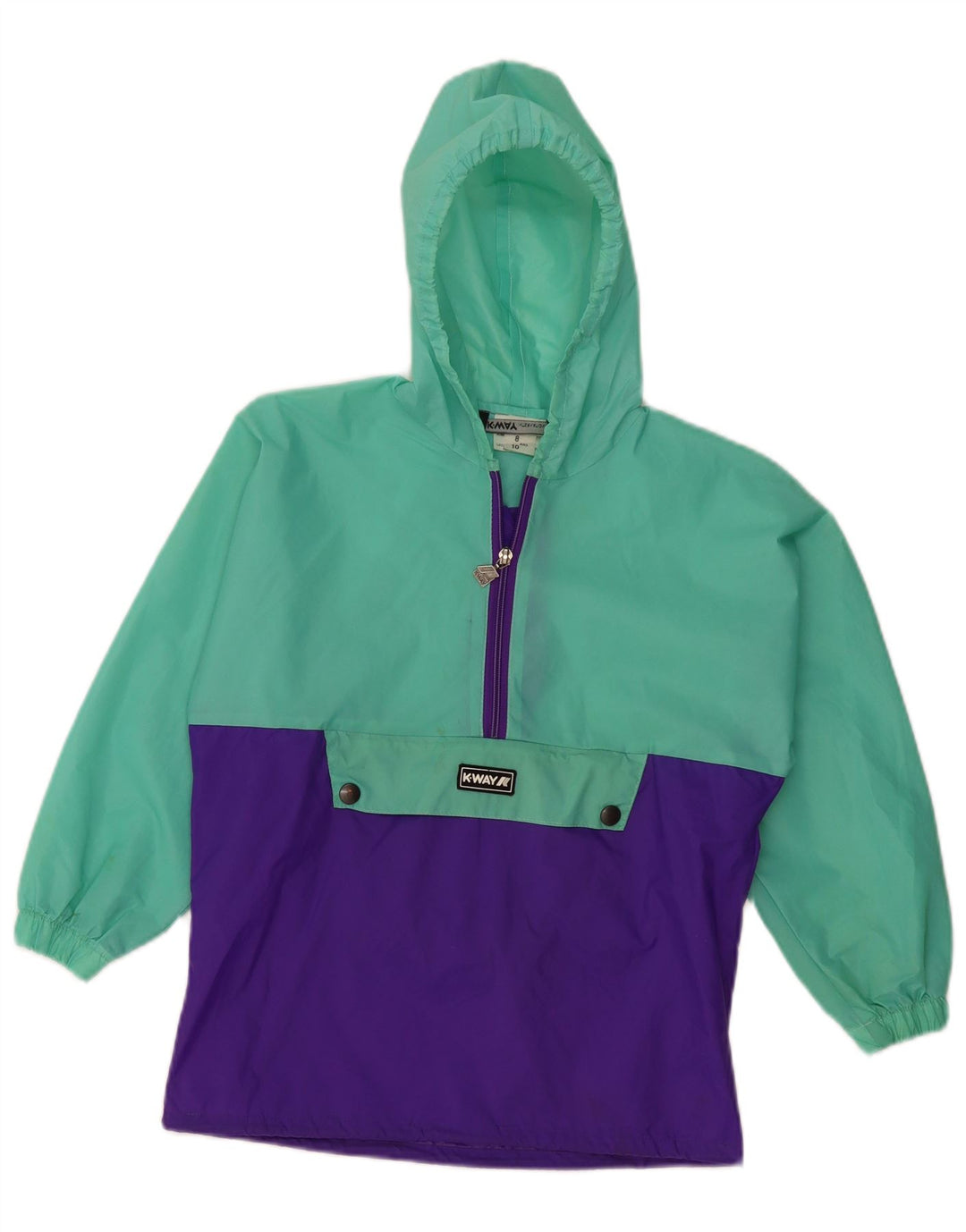 Giacca antipioggia con cappuccio K-WAY per ragazze 8-9 anni Colorblock verde